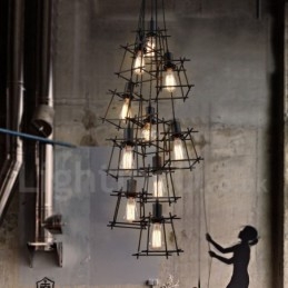Lampada a sospensione in metallo retrò vintage (paralumi multipli con un pendente fisso) (selezionare la quantità del paralume qui sotto)