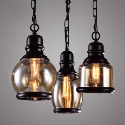 Lampada a sospensione retrò vintage con paralume in vetro