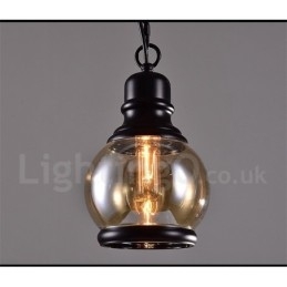 Lampada a sospensione retrò vintage con paralume in vetro