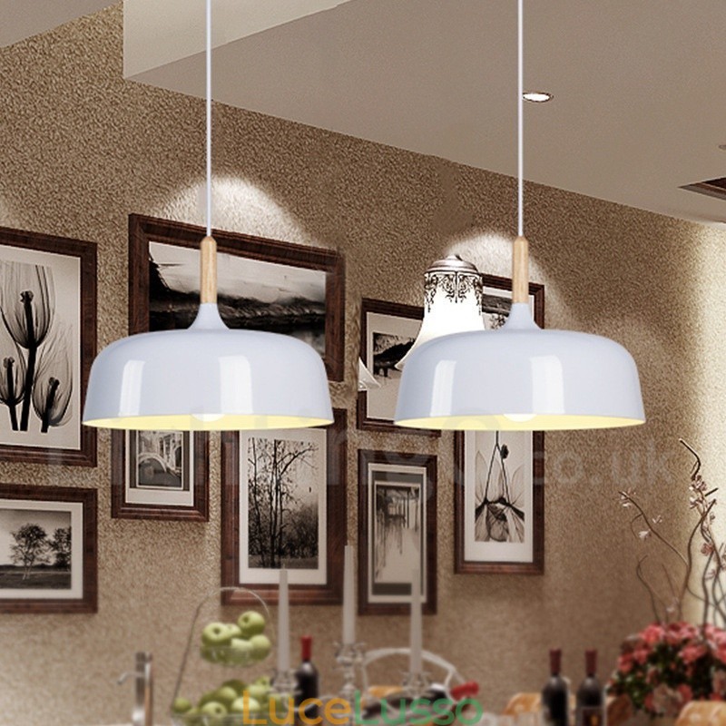 Lampada a sospensione moderna in legno e metallo contemporanea