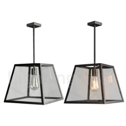 Lampada a sospensione vintage in metallo con paralume in vetro