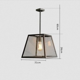 Lampada a sospensione vintage in metallo con paralume in vetro