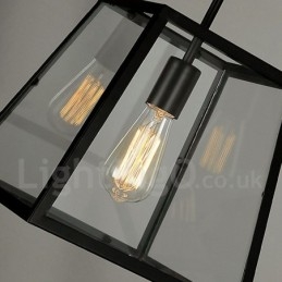 Lampada a sospensione vintage in metallo con paralume in vetro