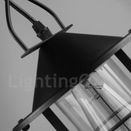 Lampada a sospensione vintage in metallo con paralume in vetro