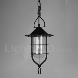 Lampada a sospensione vintage in metallo con paralume in vetro
