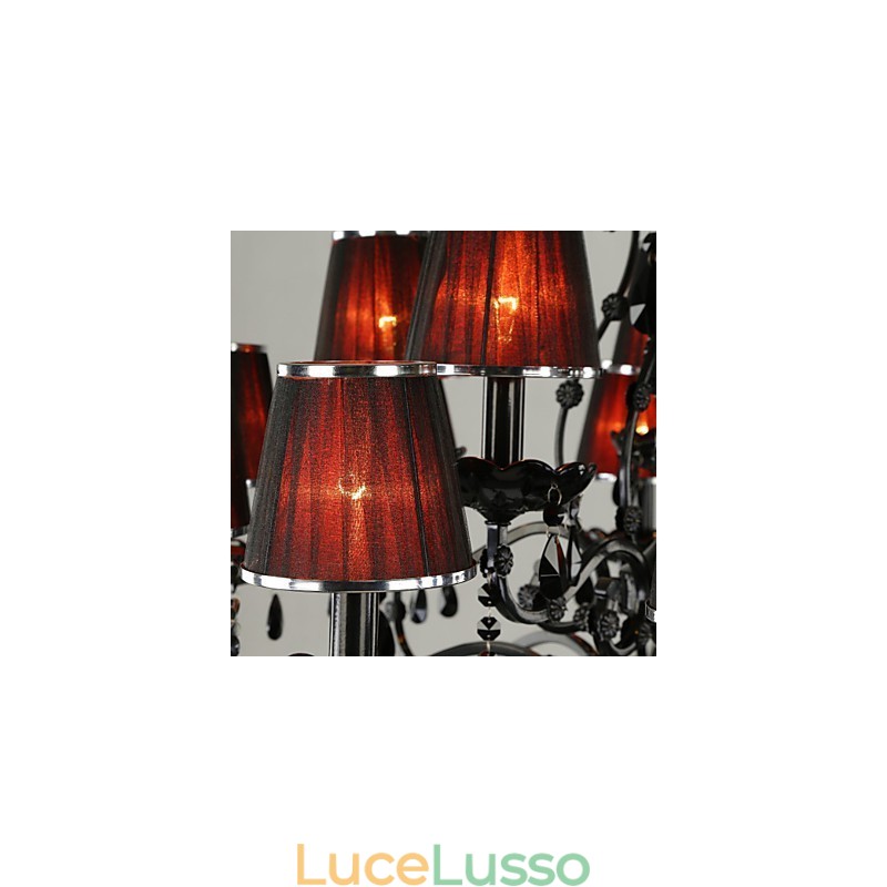 Lampadario Cristallo Moderno Contemporaneo Cristallo 15 Luci Rosso