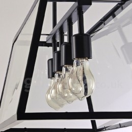 Lampada a sospensione in metallo rustico con paralume in vetro