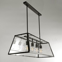 Lampada a sospensione in metallo rustico con paralume in vetro