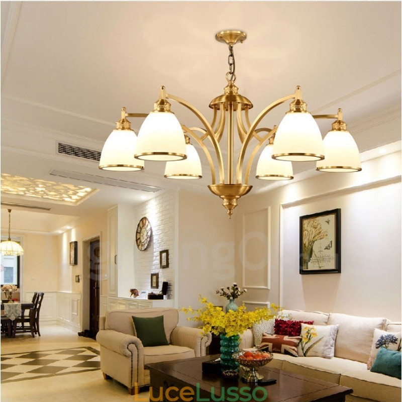 Lampadario in rame e metallo integrato Rustic Lodge a 6 luci