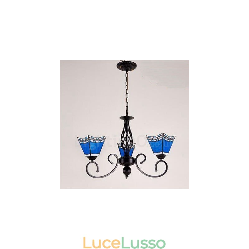 Lampadario in metallo integrato in stile mediterraneo a 3 luci