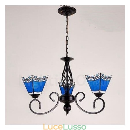 Lampadario in metallo integrato in stile mediterraneo a 3 luci Lampadario in metallo integrato in stile mediterraneo a 3 luci