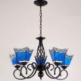 Lampadario in metallo integrato in stile mediterraneo a 5 luci