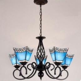 Lampadario in metallo integrato in stile mediterraneo a 5 luci