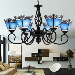 Lampadario in metallo integrato in stile mediterraneo a 6 luci
