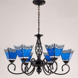 Lampadario in metallo integrato in stile mediterraneo a 6 luci
