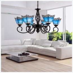 Lampadario in metallo integrato in stile mediterraneo a 6 luci