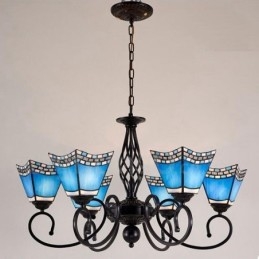 Lampadario in metallo integrato in stile mediterraneo a 6 luci