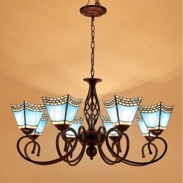 Lampadario in metallo integrato in stile mediterraneo a 8 luci