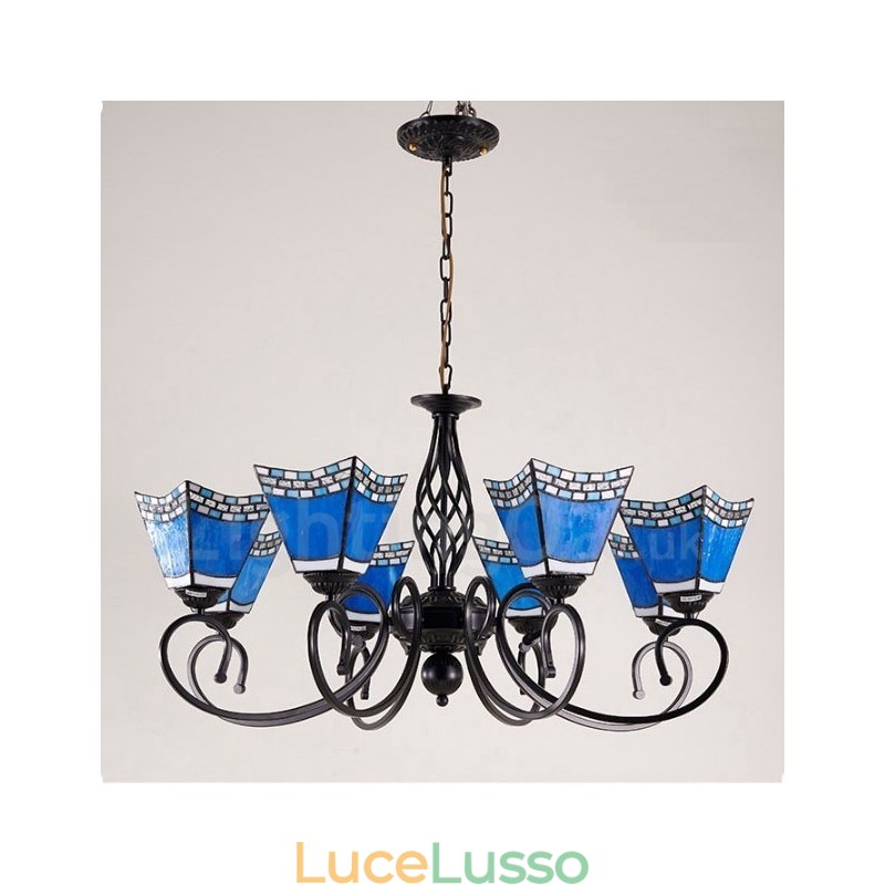Lampadario in metallo integrato in stile mediterraneo a 8 luci