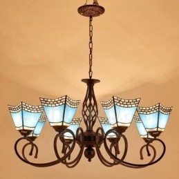 Lampadario in metallo integrato in stile mediterraneo a 8 luci