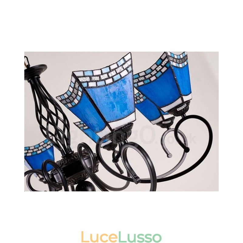 Lampadario in metallo integrato in stile mediterraneo a 8 luci