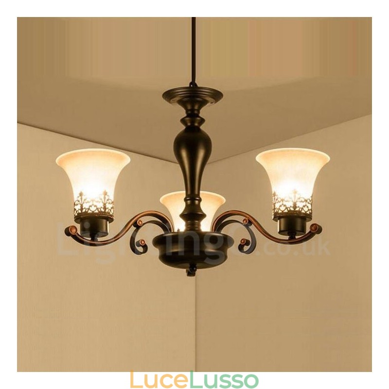Lampadario in metallo integrato Rustic Lodge a 3 luci