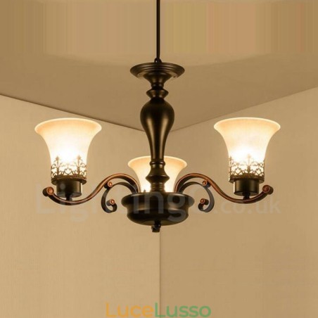 Lampadario in metallo integrato Rustic Lodge a 3 luci Lampadario in metallo integrato Rustic Lodge a 3 luci