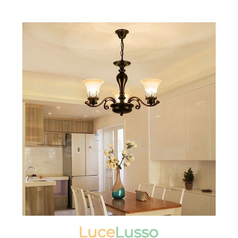 Lampadario in metallo integrato Rustic Lodge a 3 luci