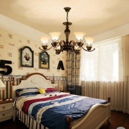 Lampadario in metallo integrato Rustic Lodge a 6 luci