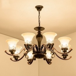 Lampadario in metallo integrato Rustic Lodge a 8 luci