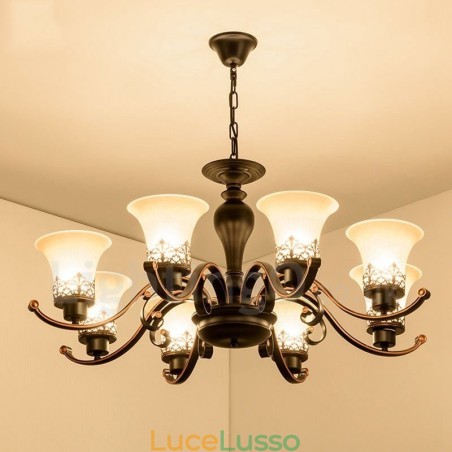 Lampadario in metallo integrato Rustic Lodge a 8 luci Lampadario in metallo integrato Rustic Lodge a 8 luci