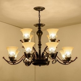 Lampadario in metallo integrato Rustic Lodge a 12 luci