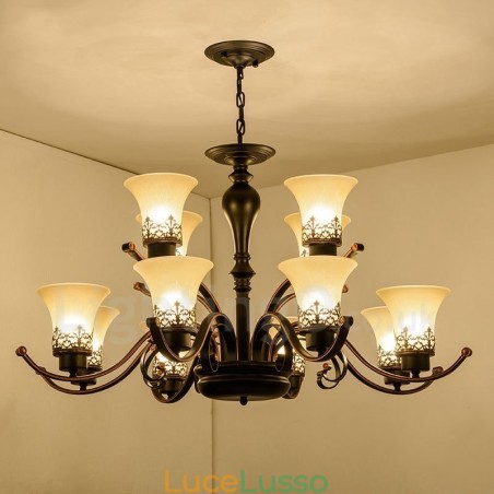 Lampadario in metallo integrato Rustic Lodge a 12 luci Lampadario in metallo integrato Rustic Lodge a 12 luci
