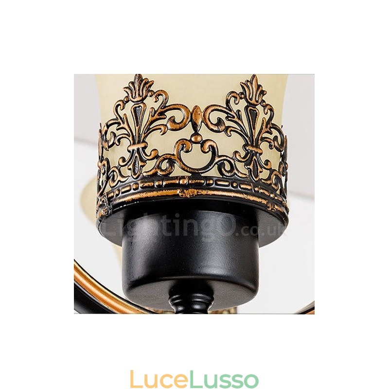 Lampadario in metallo integrato Rustic Lodge a 12 luci
