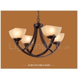Lampadario in metallo integrato Rustic Lodge a 4 luci