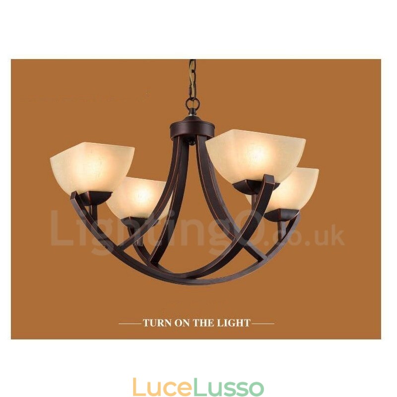 Lampadario in metallo integrato Rustic Lodge a 4 luci