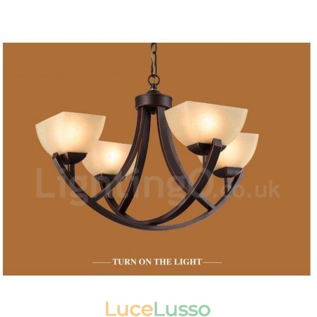 Lampadario in metallo integrato Rustic Lodge a 4 luci Lampadario in metallo integrato Rustic Lodge a 4 luci