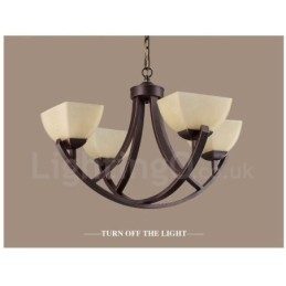 Lampadario in metallo integrato Rustic Lodge a 4 luci