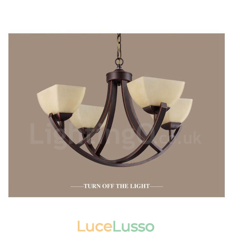 Lampadario in metallo integrato Rustic Lodge a 4 luci