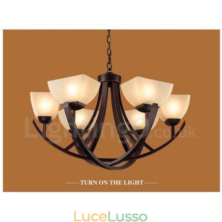Lampadario in metallo integrato Rustic Lodge a 6 luci Lampadario in metallo integrato Rustic Lodge a 6 luci