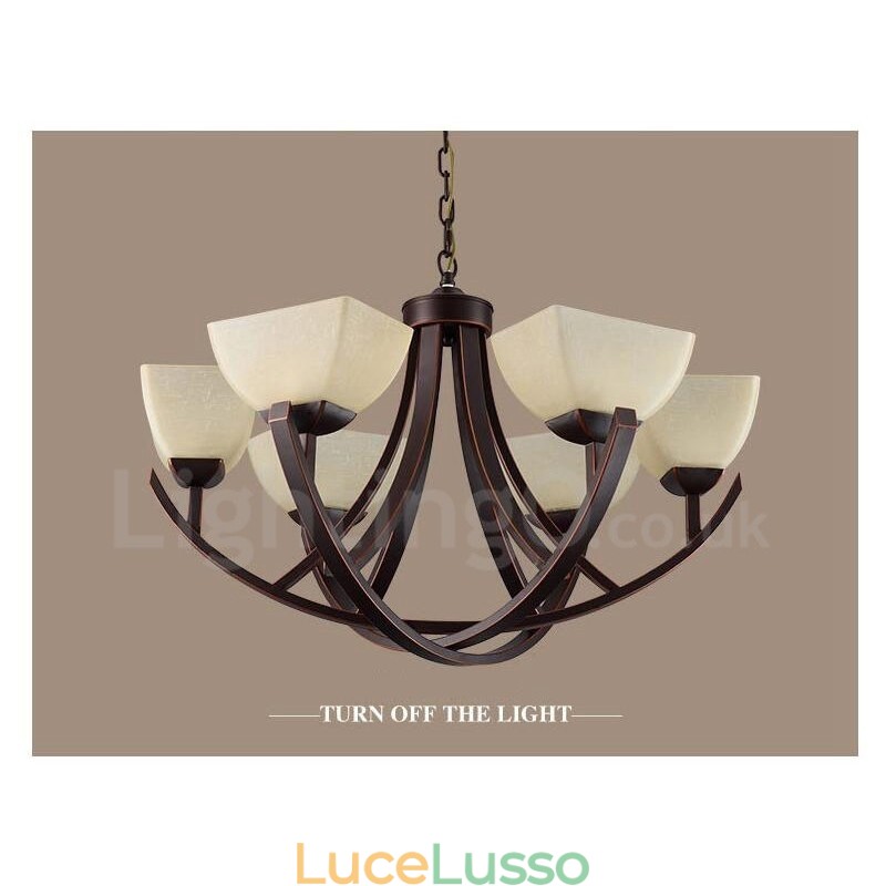 Lampadario in metallo integrato Rustic Lodge a 6 luci