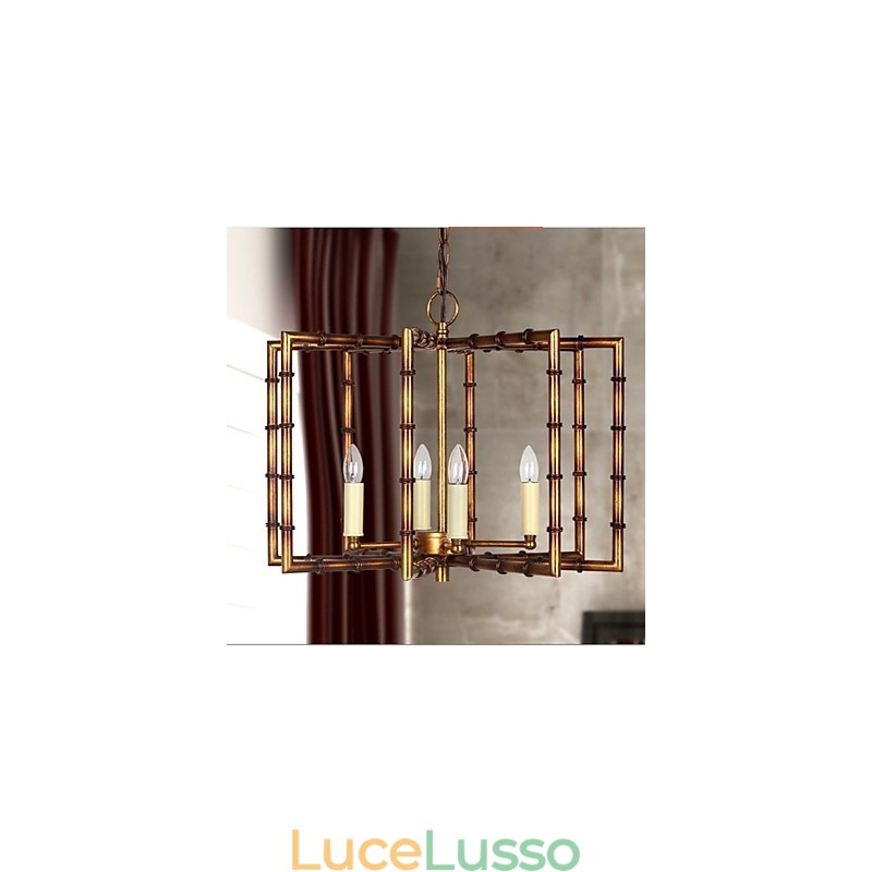 Lampadario in ferro antico semplice in rame americano, lampadario creativo