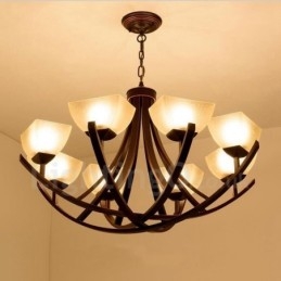 Lampadario in metallo integrato Rustic Lodge a 8 luci