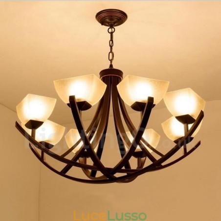 Lampadario in metallo integrato Rustic Lodge a 8 luci Lampadario in metallo integrato Rustic Lodge a 8 luci
