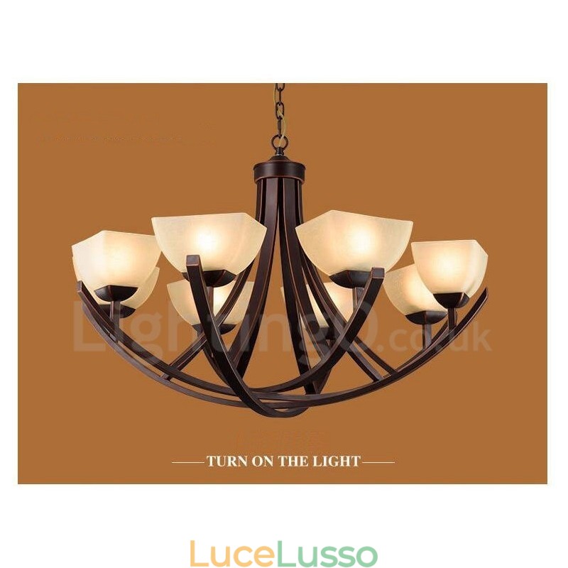 Lampadario in metallo integrato Rustic Lodge a 8 luci