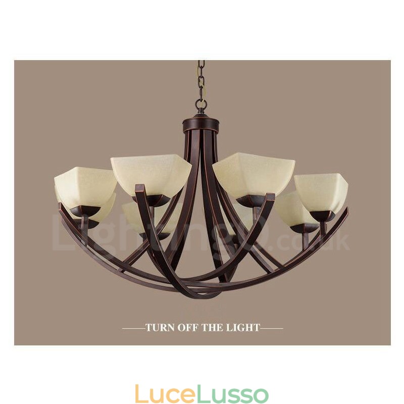 Lampadario in metallo integrato Rustic Lodge a 8 luci