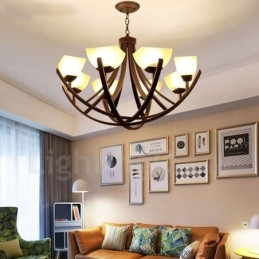 Lampadario in metallo integrato Rustic Lodge a 8 luci