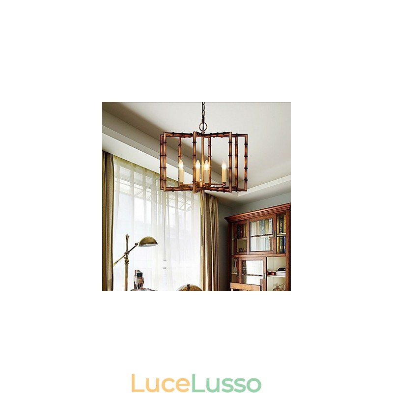 Lampadario in ferro antico semplice in rame americano, lampadario creativo