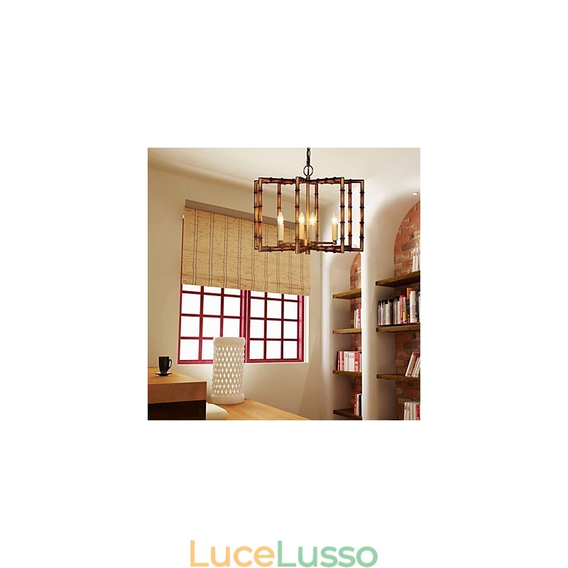 Lampadario in ferro antico semplice in rame americano, lampadario creativo