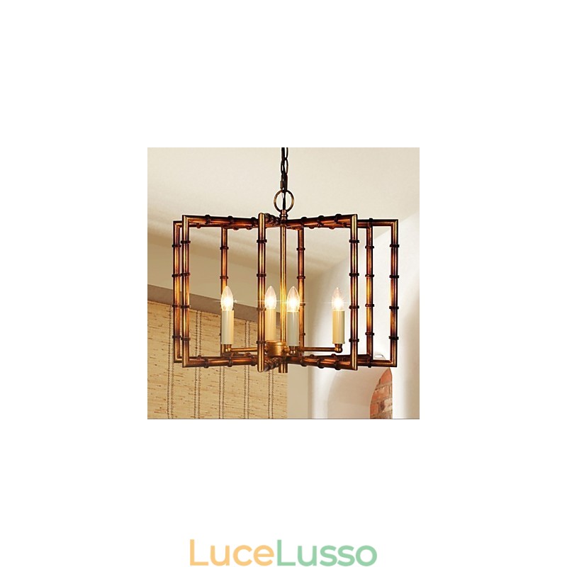 Lampadario in ferro antico semplice in rame americano, lampadario creativo